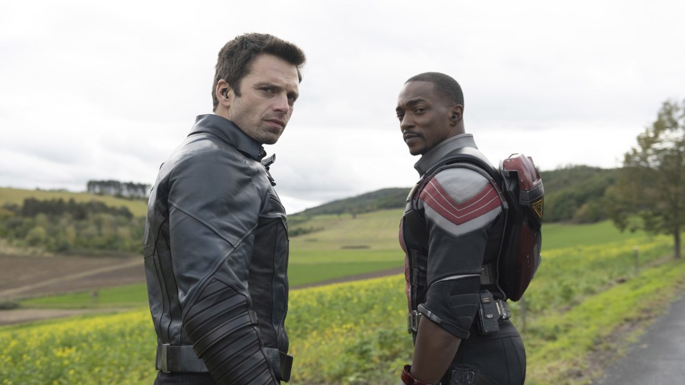 THE FALCON AND THE WINTER SOLDIER, from left: Sebastian Stan as Winter Soldier, Anthony Mackie as Falcon, (Season 1, ep. 102, aired Mar. 26, 2021). photo: Julie Vrabelova / ©Disney+/Marvel Studios / Courtesy Everett Collection