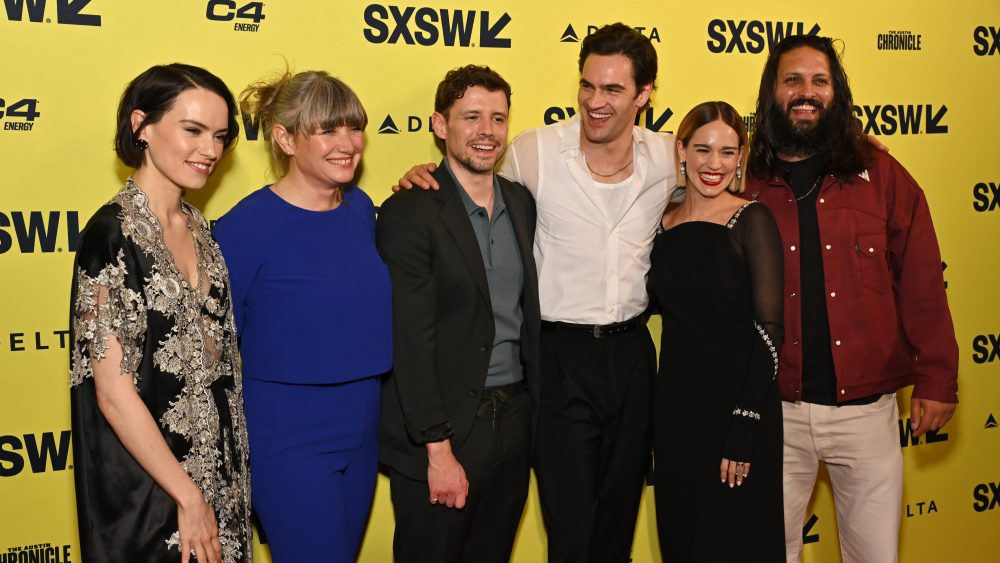 AUSTIN, TEXAS - MARCH 09: Daisy Ridley, producer Kate Solomon, director Sam Yates, writer and producer Tom Bateman, Matilda Lutz and Shazad Latif attend the