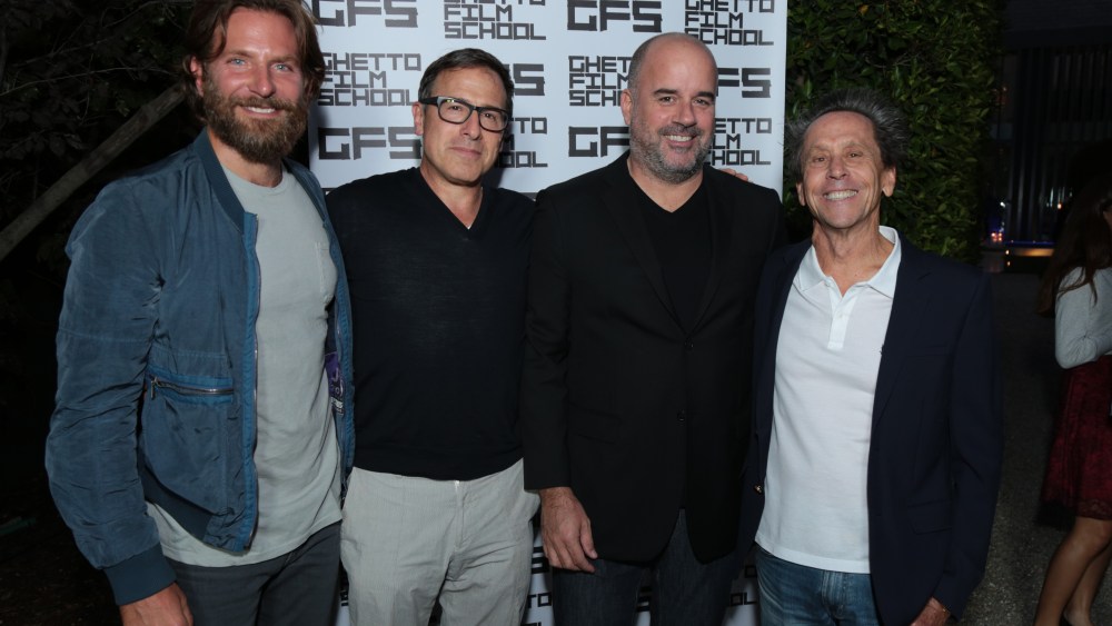 Bradley Cooper, David O. Russell, Ghetto Film School Founder Joe Hall, and Brian Grazer pose together at the Los Angeles Ghetto Film School Gala at a private residence in Santa Monica, CA on October 6, 2016.(Photo: Alex J. Berliner / ABImages )