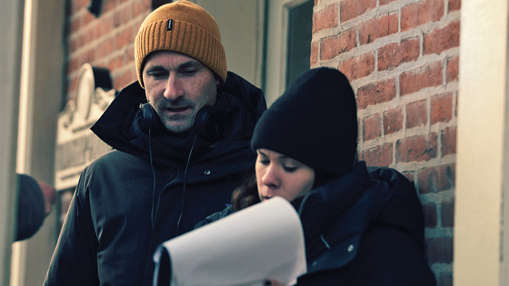 Brad Ingelsby and Jenna Dayton, script supervisor,