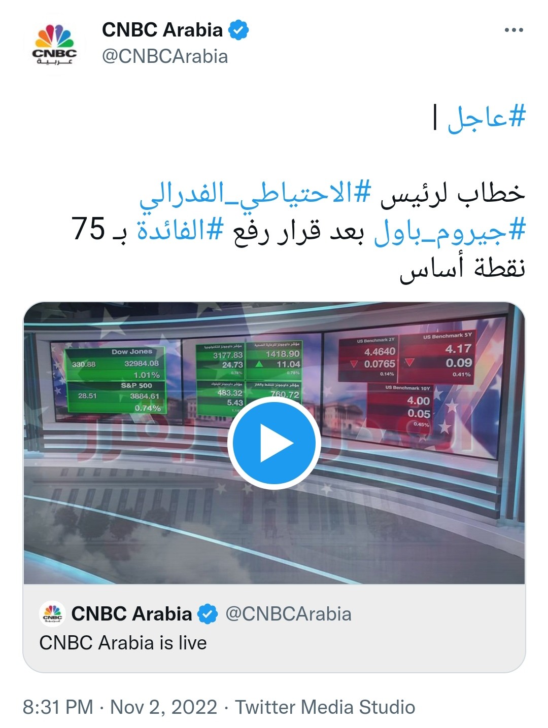 اللقاء الصحفي والذي أعلن به البنك الإحتياطي الفيدرالي برفع سعر الفائدة.