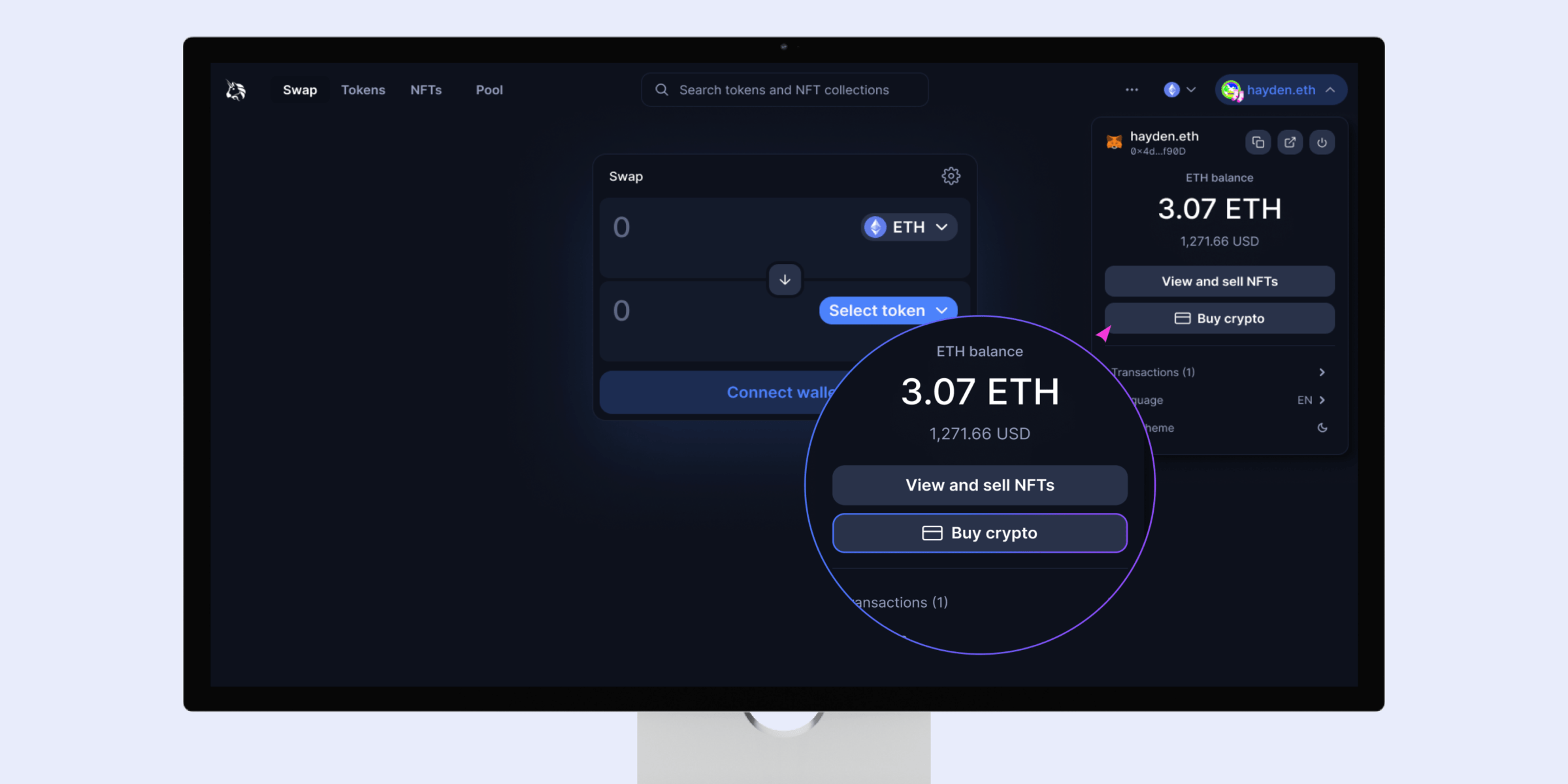 ميزة شراء العملات الرقمية بالبطاقة البنكية عبر منصة Uniswap 