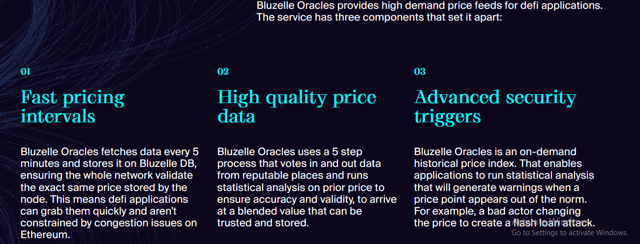 خصائص الأوراكل اللامركزية على شبكة Bluzelle 