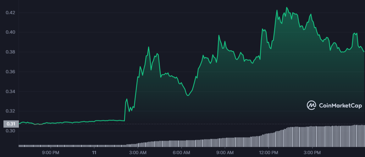 VGX 1D graph coinmarketcap