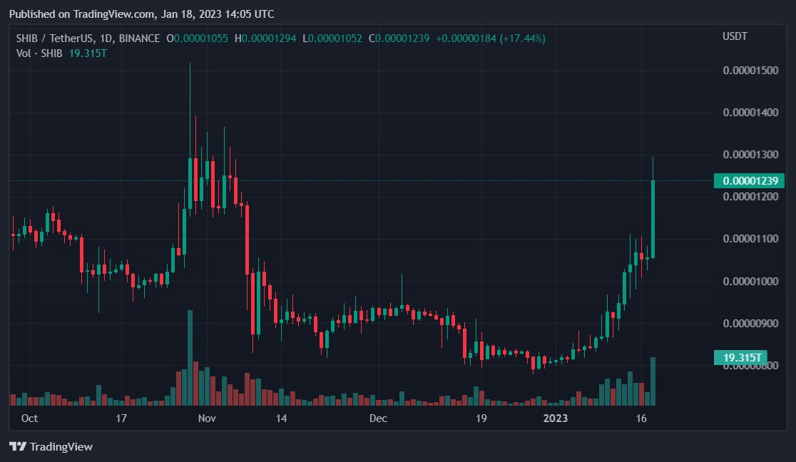 سعر عملة شيبا وفق موقع TradingView