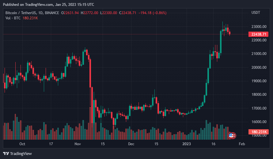 سعر البيتكوين وفق موقع Trading View