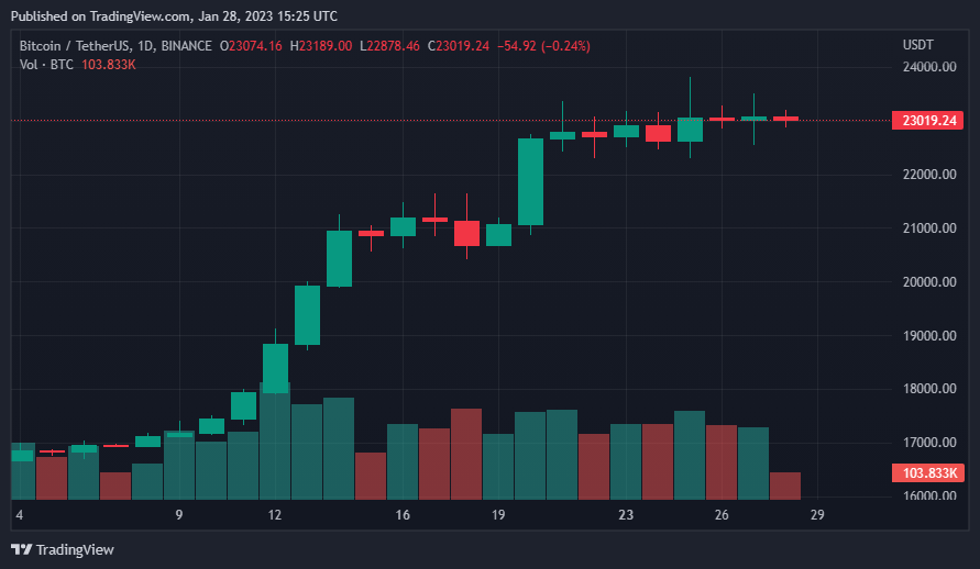 سعر البيتكوين وفق موقع TradingView