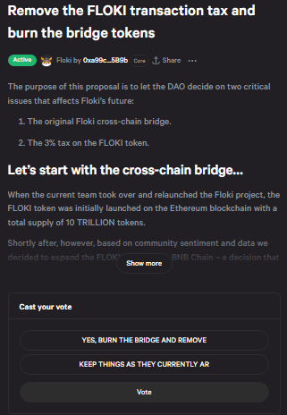 طرح اقتراح حرق عملة Floki الرقمية للتصويت