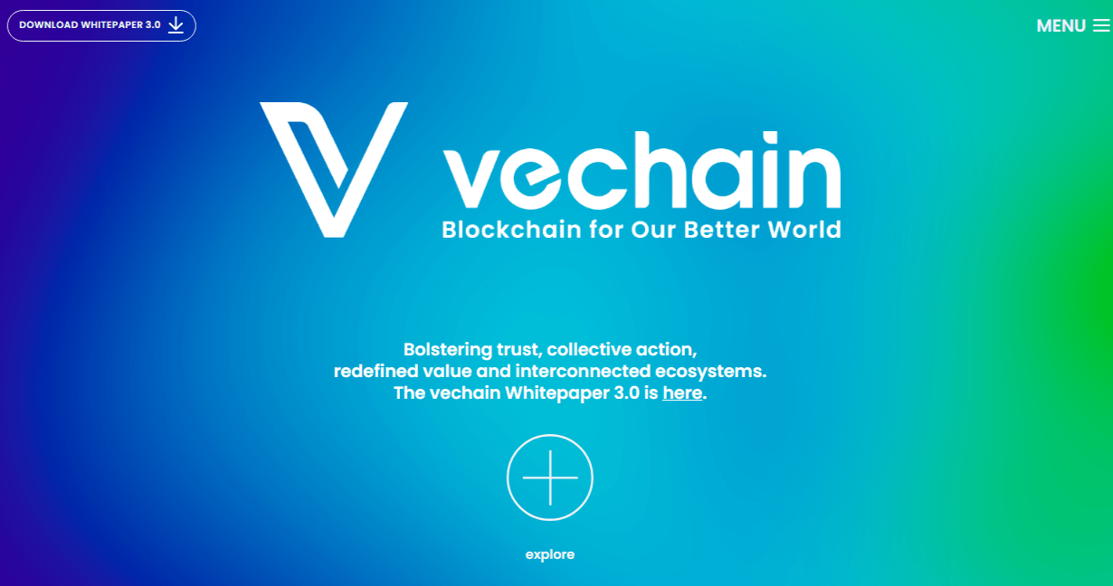 صورة واجهة الموقع الرسمي لمنصة VeChain