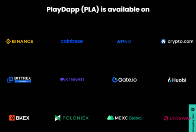 بعض المنصات والشبكات التي تدعم منصة PlayDapp للألعاب