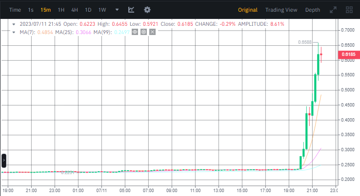 صورة سعر عملة ONG الرقمية وفق منصة بينانس.