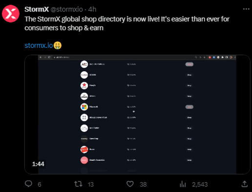 شركة StormX تعلن إطلاق دليل تجاري لمتجرها