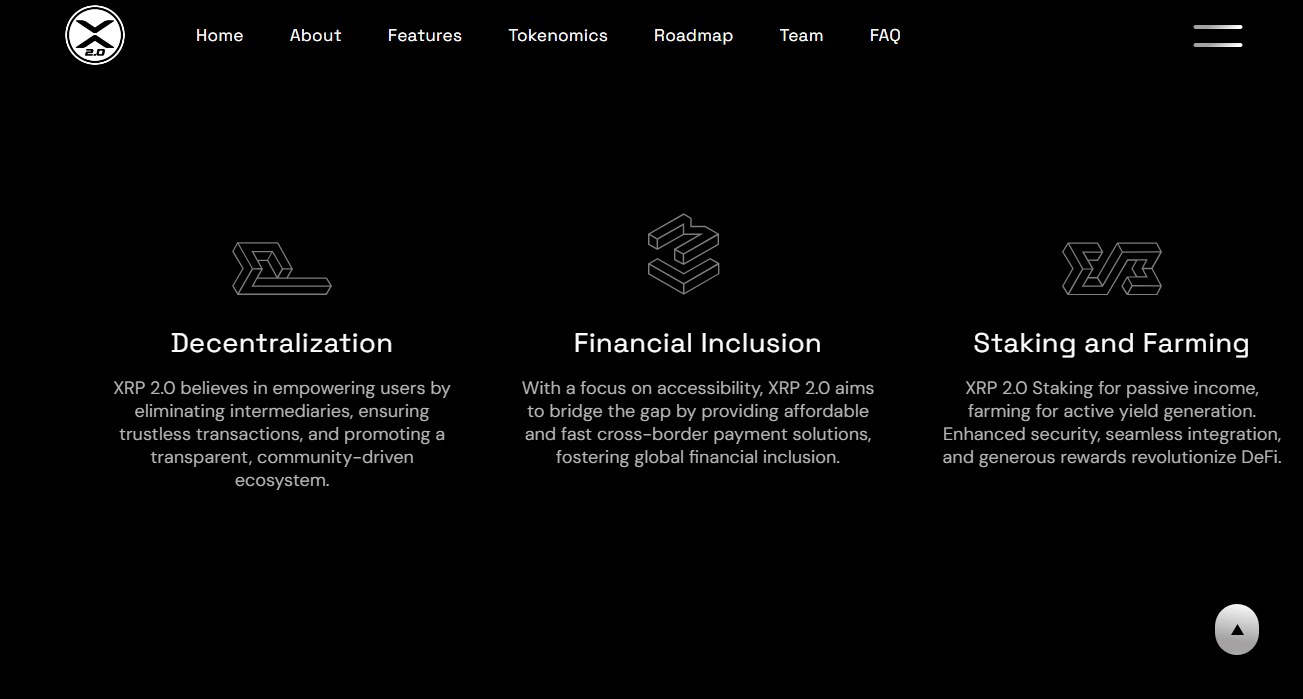 صورة توضح ميزات شبكة XRP2.0 اللامركزية