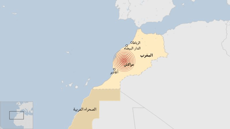 مركز الزلزال في إقليم الحوز