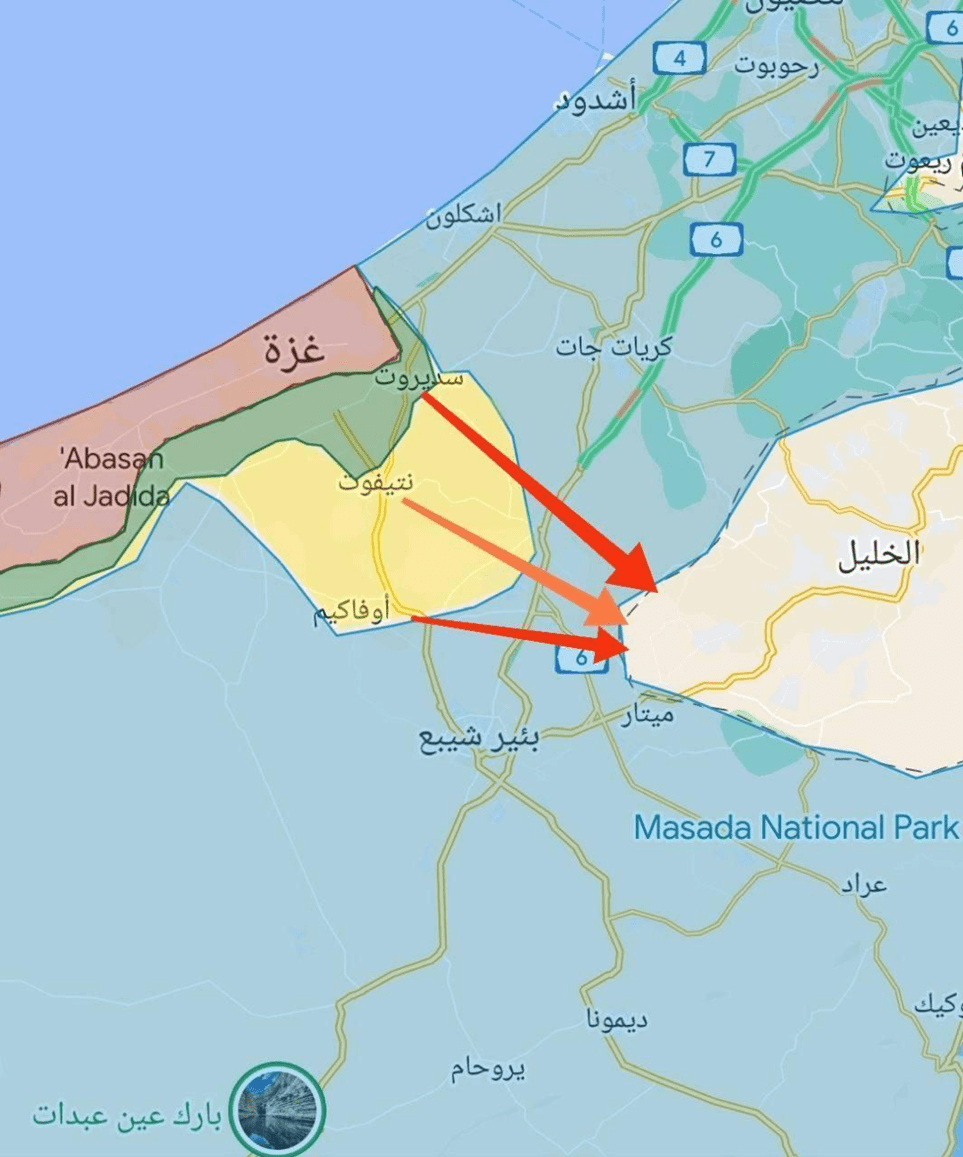 خارطة السيطرة للقوات الفلسطينية على الأرض