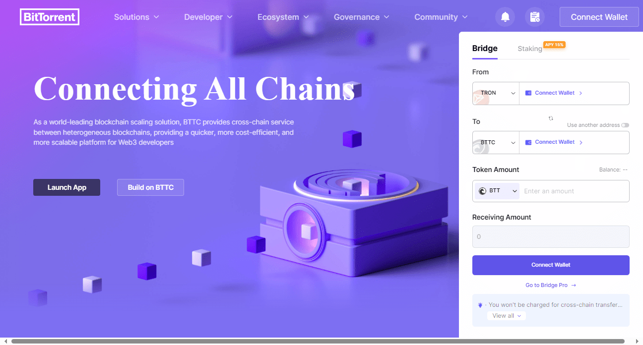 صورة واجهة الموقع الرسمي لمنصة BitTorrent اللامركزية.