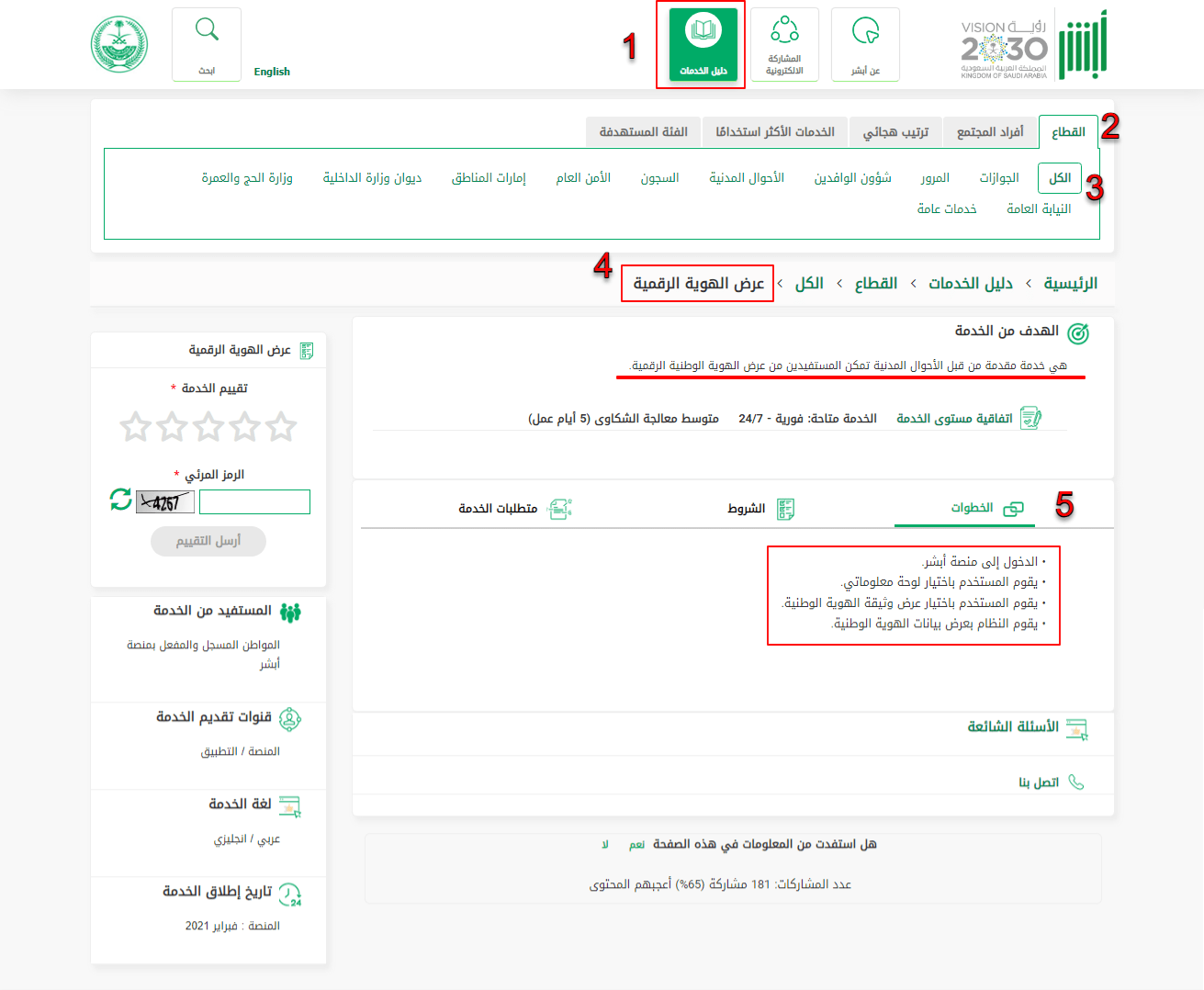 صورة توضح كيفية استعراض الهوية الرقمية لحساب منصة أبشر السعودية