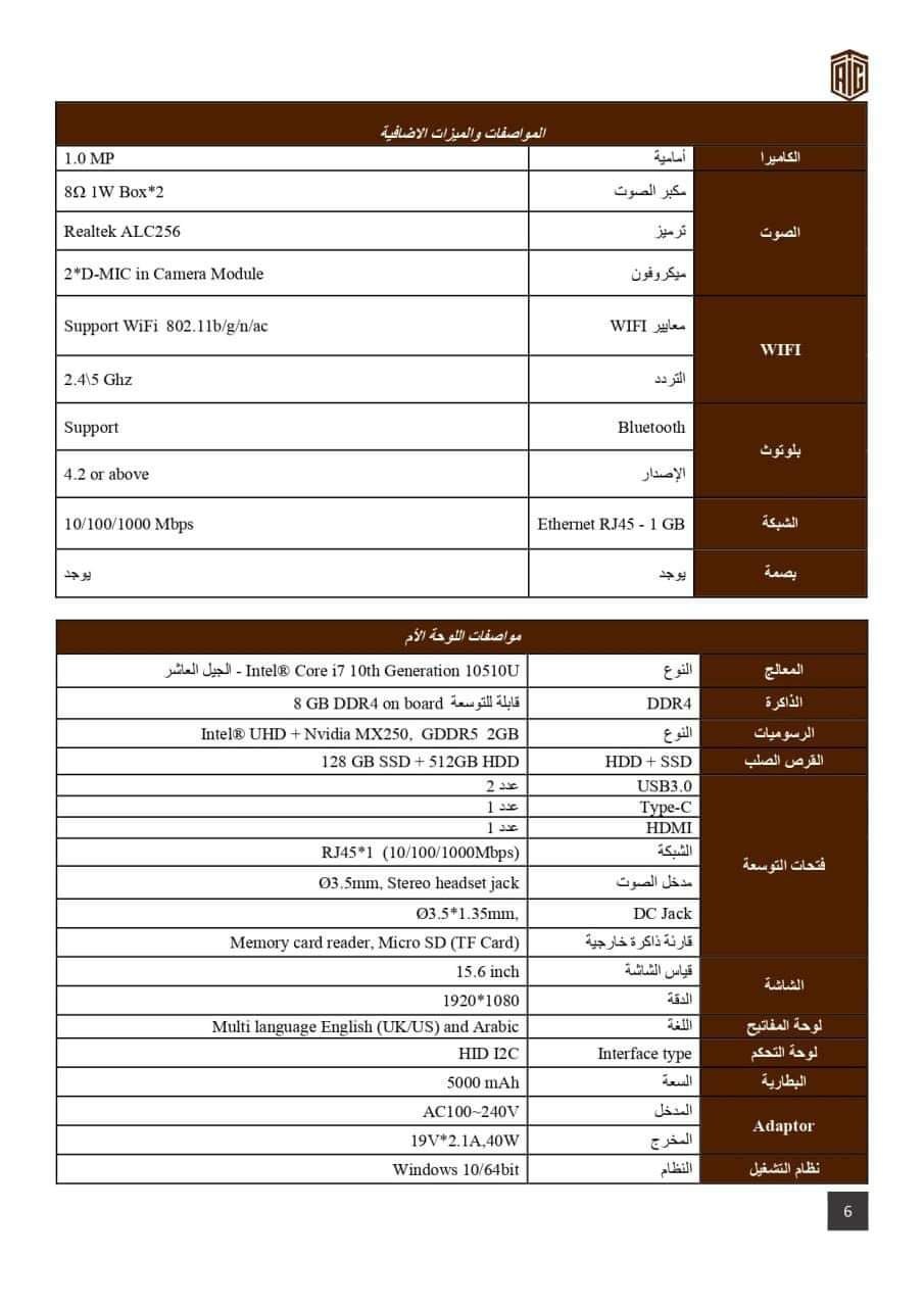 مواصفات أجهزة قرض اللابتوب الطلابي